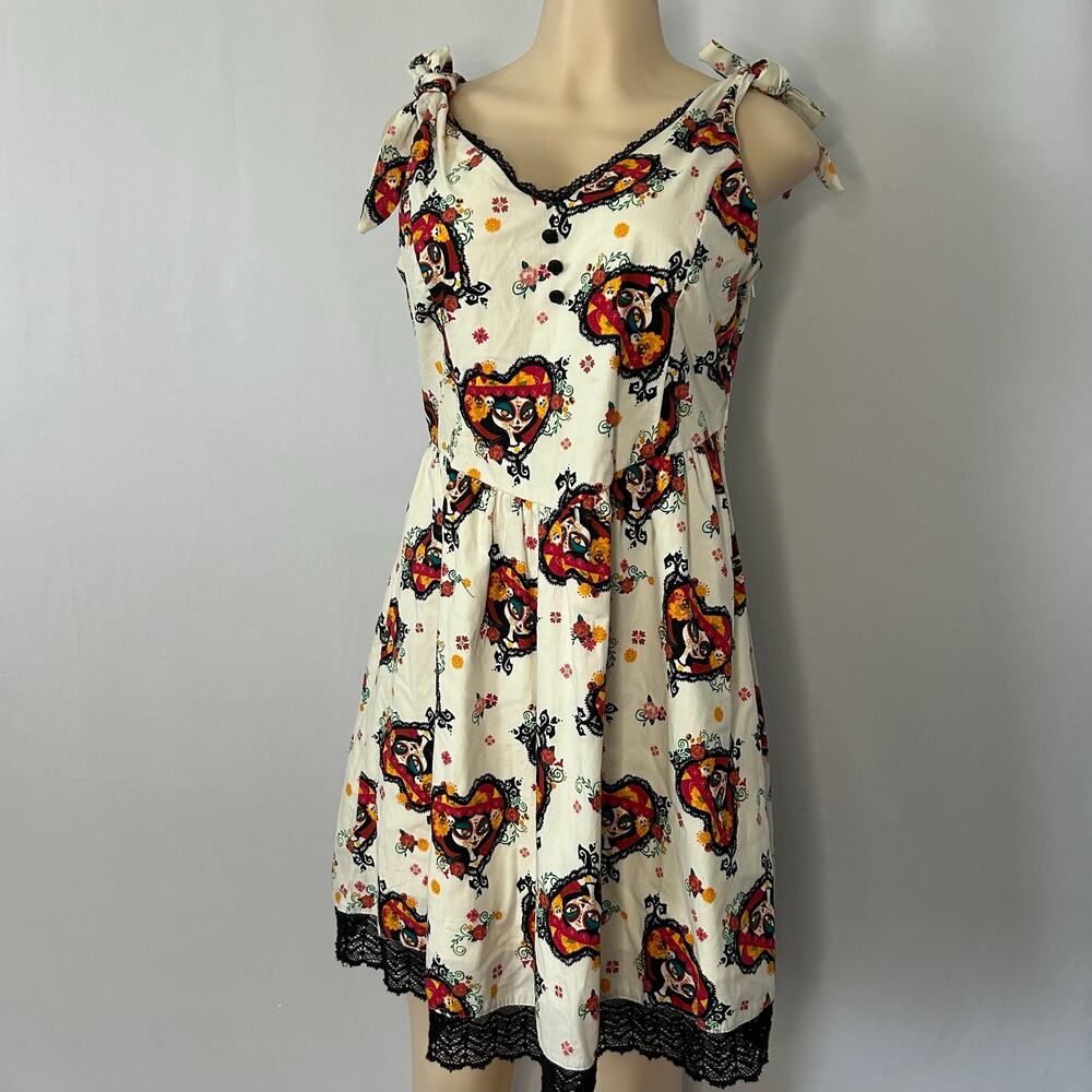 Book of Life Dress XL Dia de los Muertos Sugar Skull Tie Strap Mini Dress